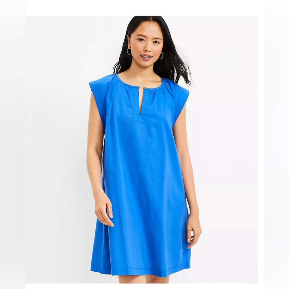LOFT | Women's Flutter Sleeve Split Neck Swing Dress Size Medium - Picture 1 of 3